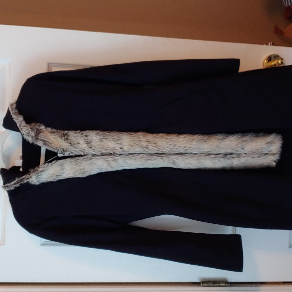 Boston Proper Knit Jacket with faux fur trim!  Size M!